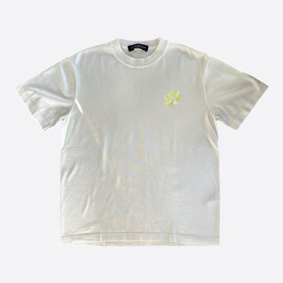 Louis Vuitton White & Yellow Pin Logo Embroidered T-Shirt - Picture 1 of 8